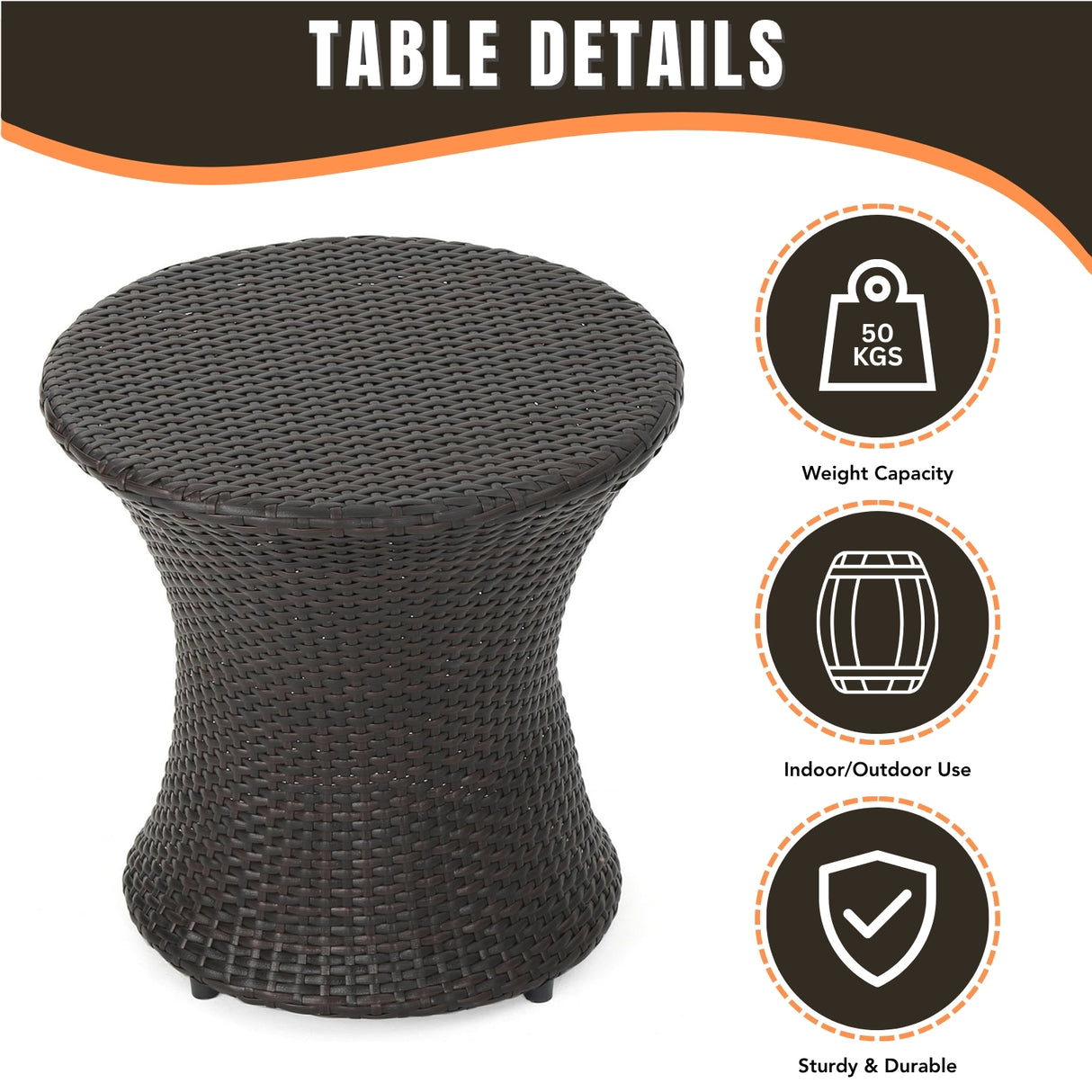 Outdoor Wicker Round Patio End Table