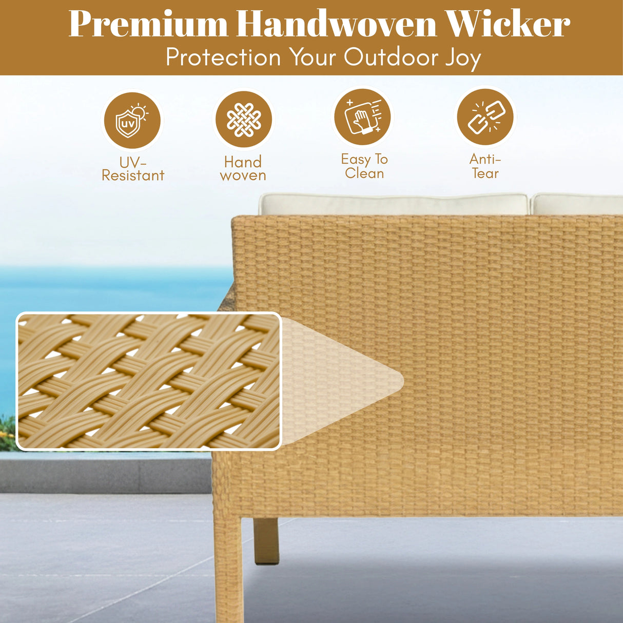 4 Pieces Patio Furniture Set, Outdoor Sectional Sofa