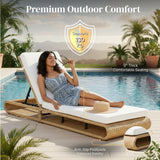 Outdoor Rattan Wicker Single Lounger Chair (Beige & Off-White)