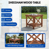 Outdoor Wicker 3-Piece Patio Furniture Set with Solid Wooden Frames (Dark Brown & Blue)