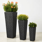 Outdoor Black Wicker Planter Set of 3
