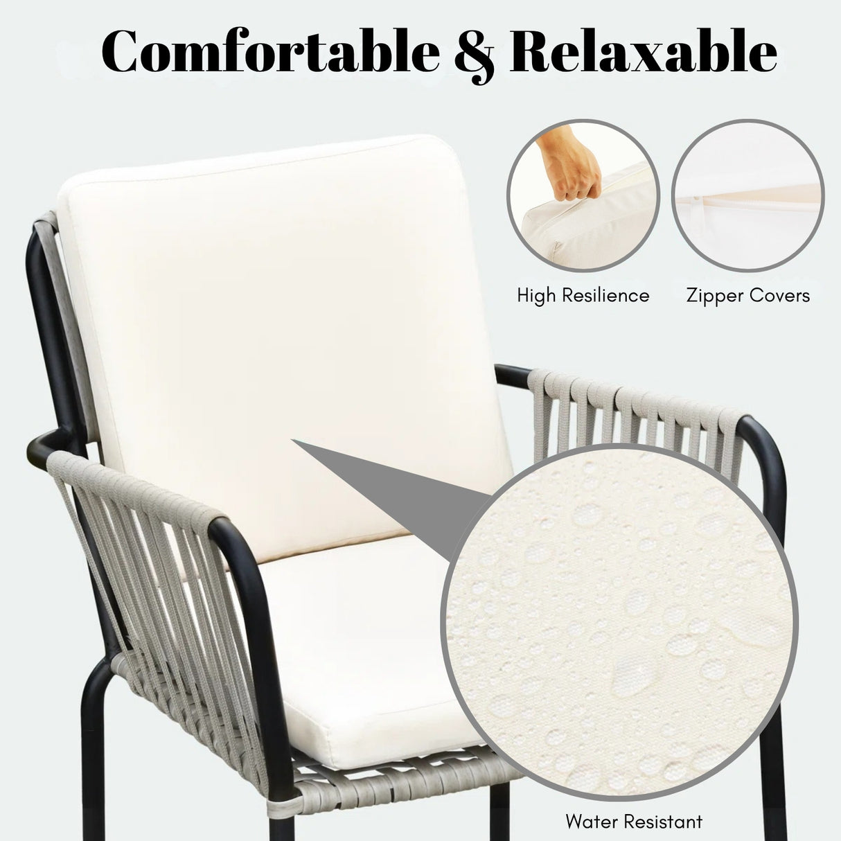 2-Piece Outdoor Rope Patio Dining Chairs