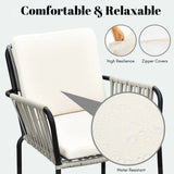 2-Piece Outdoor Rope Patio Dining Chairs