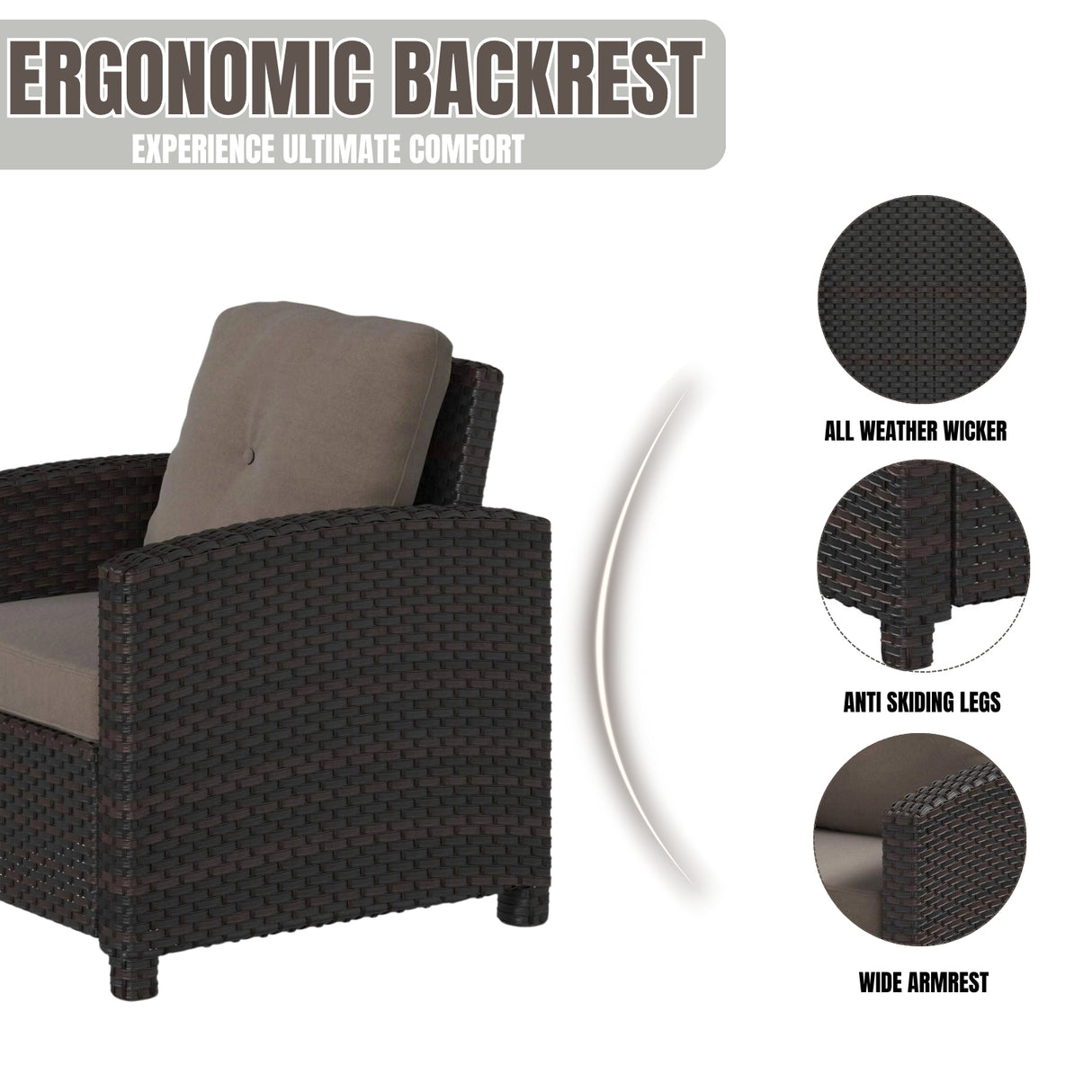 1-Piece Outdoor Wicker Single Seater Sofa