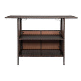 Outdoor Rattan Wicker Bar Table With Storage Selves