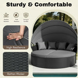 Outdoor Round Canopy Daybed Wicker Patio Furniture Set with Cushions