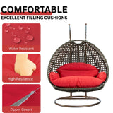Double Seater Hanging Swing Chair (Dark Brown/Red)