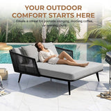 Outdoor Black Rope Patio Daybed with Comfortable Grey Cushion