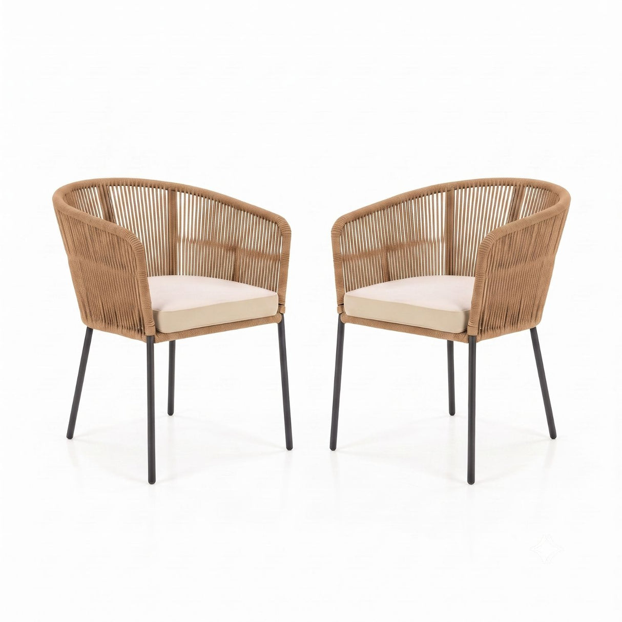 2-Piece Outdoor Rope Patio Dining Chairs