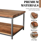 2-Tier Natural Wood Top Center Table
