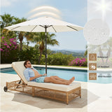 Outdoor Wicker Rattan Lounger Set of 2 with Patio Umbrella (Beige & Off-White)