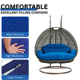 Double Seater Hanging Swing Chair (Dark Brown/Royal Blue)