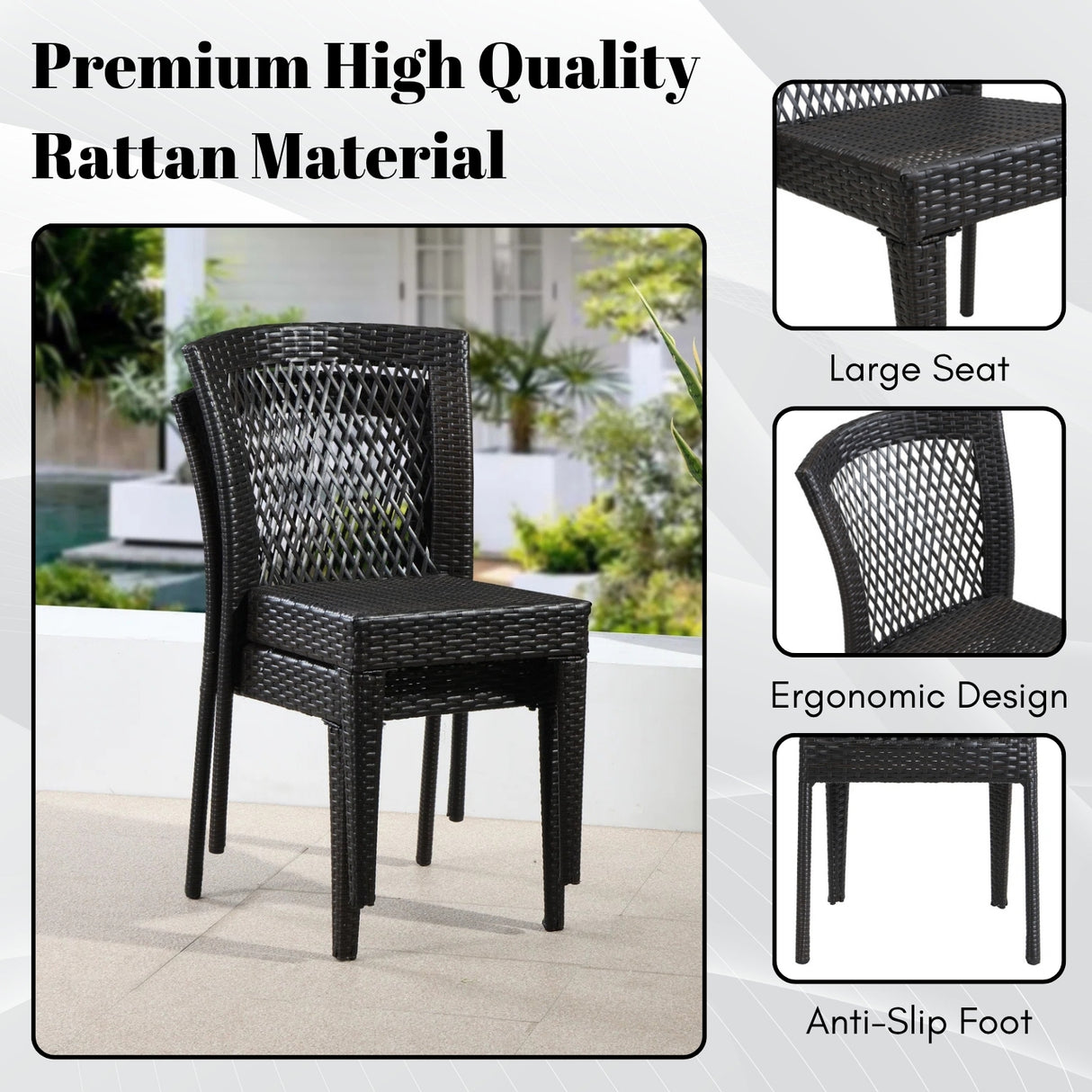 Outdoor Rattan Wicker Patio Dining Chairs