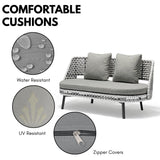 Outdoor Double Tone Rattan Wicker  Sofa Set