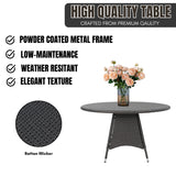 Outdoor Rattan Wicker Round Patio Table (Black)