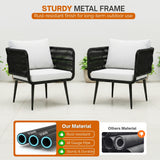 Outdoor Rope 4 Seater Conversation Furniture Set (Black & White)