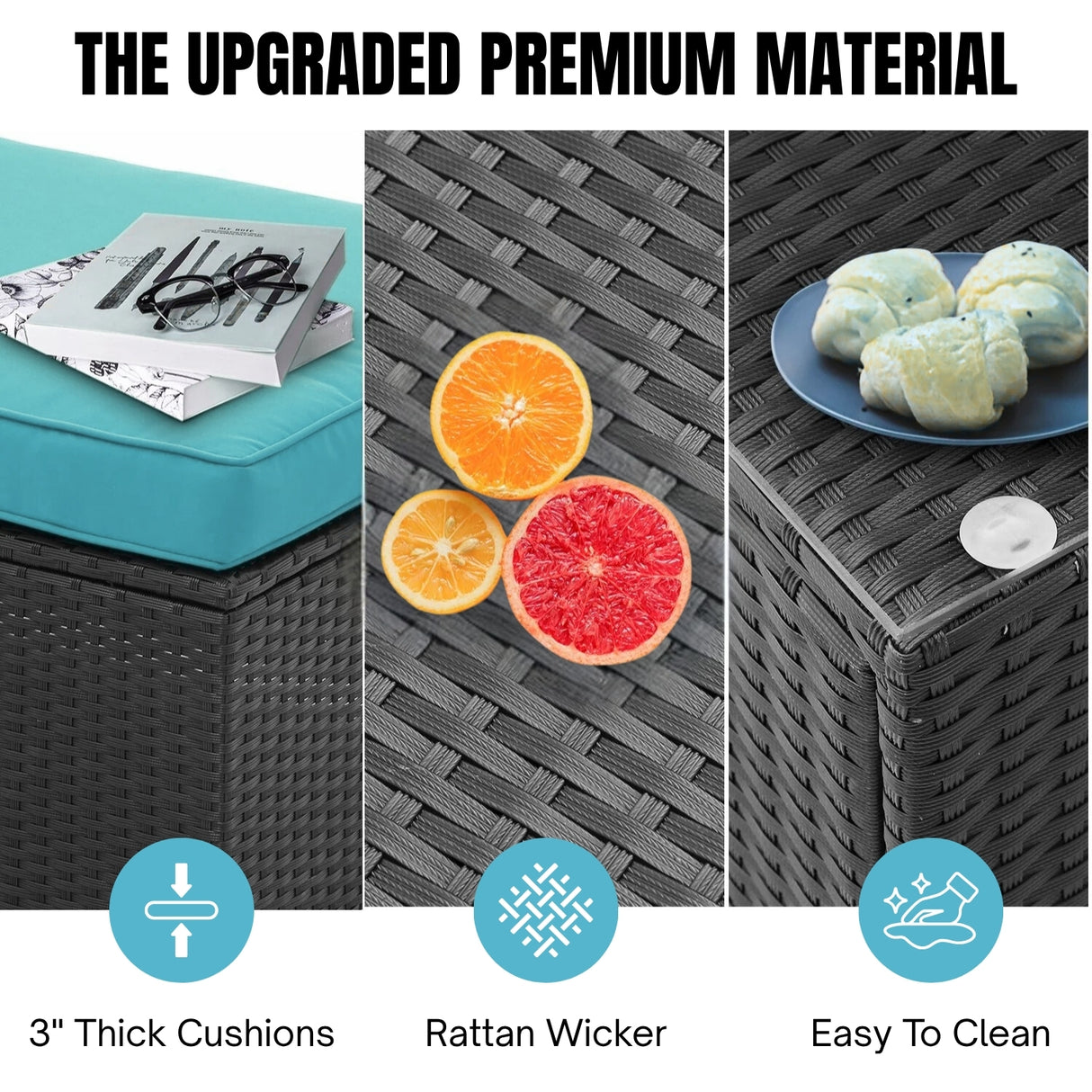 6-Piece Outdoor Conversation Set (Black/Sky-Blue)