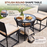 5-Piece Outdoor Wicker Patio Furniture Set (Black & Cream)