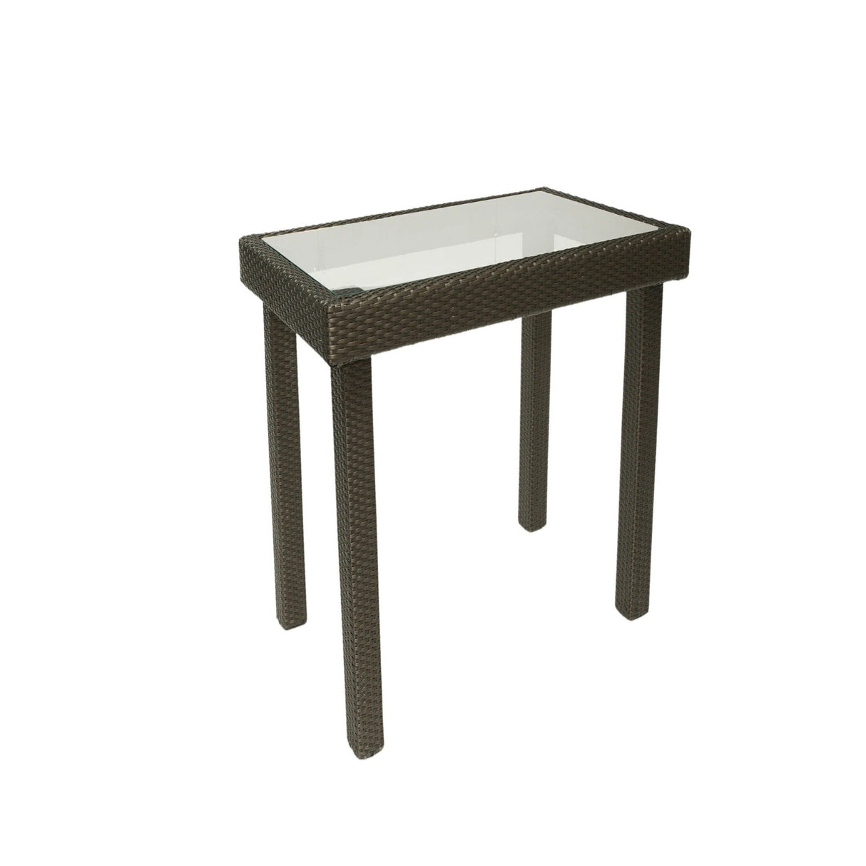 Outdoor Rattan Wicker Bar Glass Top Table