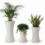 Outdoor Hourglass Design Set of 3 Wicker Planters (White)