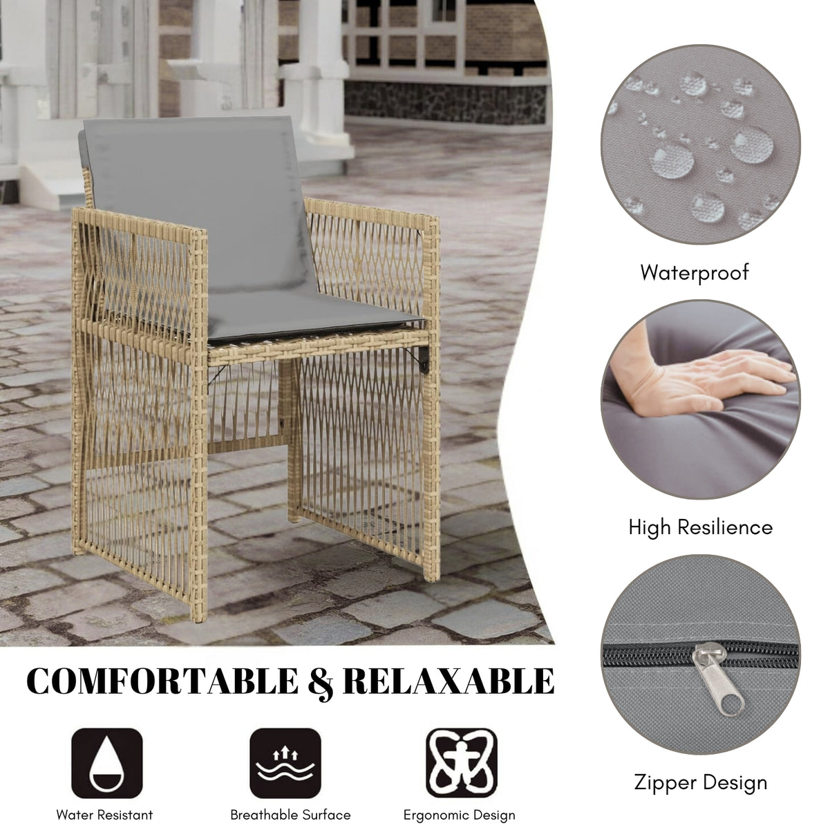 Outdoor Rattan Wicker Dinning Set 7-Piece