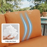 4-Piece Outdoor Rope Patio Furniture Set with Glass Top Table (Grey & Orange)