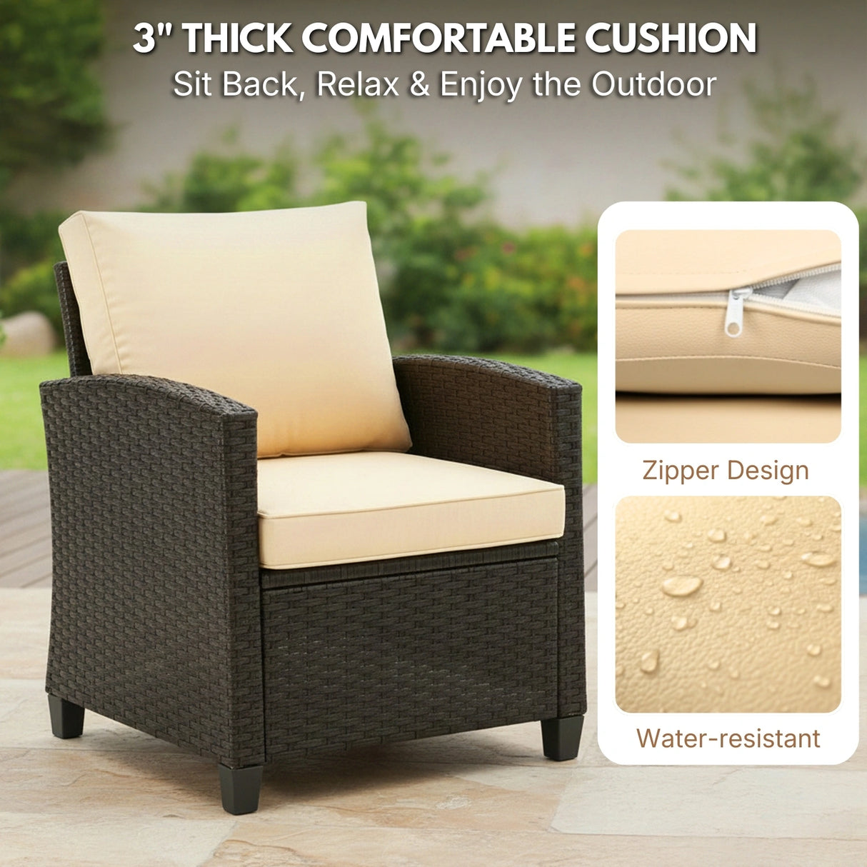 3-Piece Outdoor Rattan Wicker Patio Set