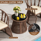 Outdoor Rope 3-Piece Patio Set (Brown & Cream)