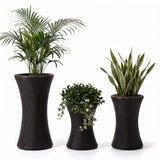 Outdoor Hourglass Design Set of 3 Wicker Planters (Black)