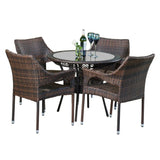Outdoor All-Weather Resistant Rattan Wicker 5-Piece Dining Set