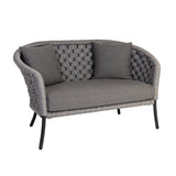 Outdoor Grey Rope 4 Piece Patio Sofa Set with Dark Grey Cushions