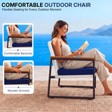 Outdoor 3-Piece Wicker Patio Set(White & Navy Blue)