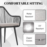 5-Piece Outdoor Rope Patio Dining Set With Glass Top Table