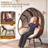 Outdoor Wicker Egg Chair with Cushions (Dark Brown)