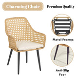 2-Piece Outdoor Rattan Wicker Patio Dining Chairs