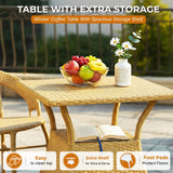Outdoor Rattan Wicker 5-Piece Patio Furniture Set (Beige)