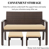 Set of 2 Wicker Ottomans, Multipurpose Outdoor Furniture