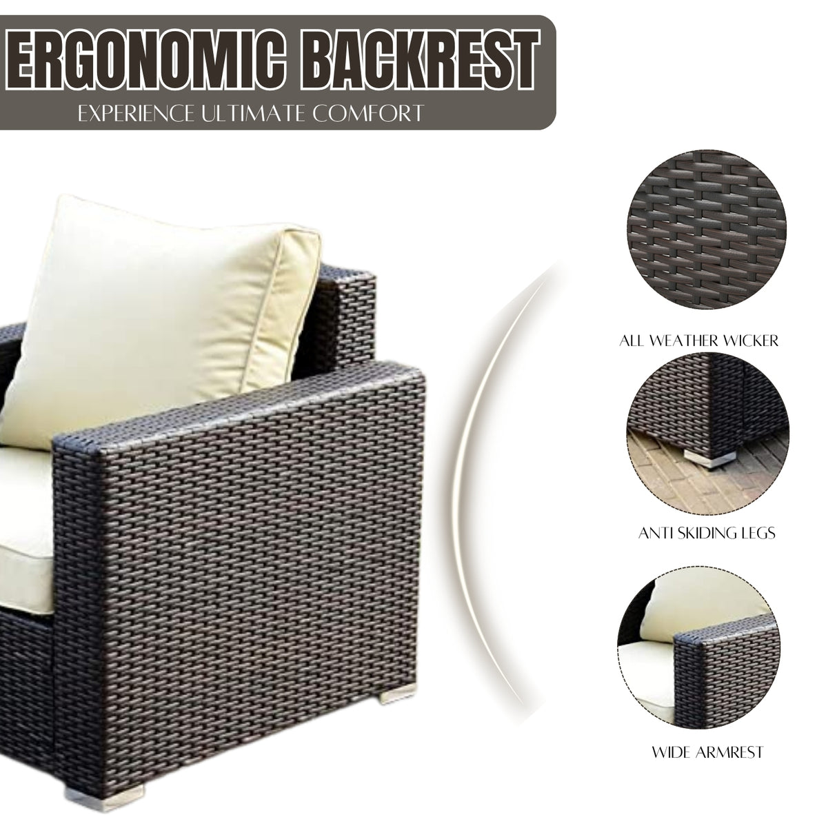 1-Piece Outdoor Wicker Single Seater Sofa