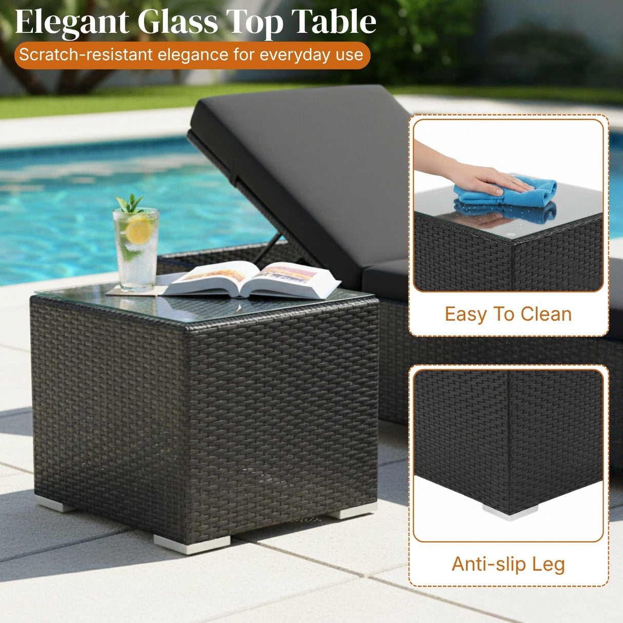 Outdoor Wicker Lounge Chairs Set of 2