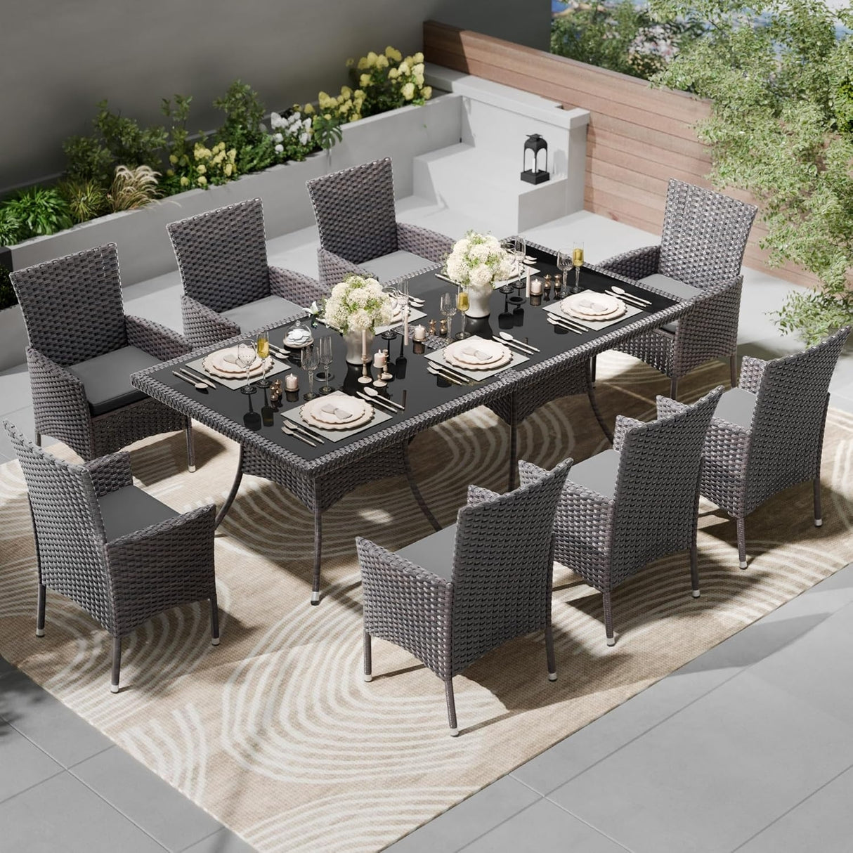 10-Piece Outdoor Patio Rattan Dining Set