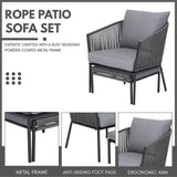 Outdoor 5 Piece Rope Patio Sofa Set (Grey)