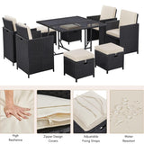 9-Piece Outdoor Patio Rattan Dining Set