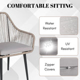 5-Piece Outdoor Rope Patio Dining Set With Glass Top Table