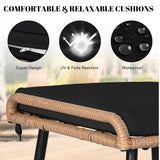 Set of 2 Wicker Ottomans, Multipurpose Outdoor Furniture
