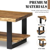 2-Tier Natural Wood Top Center Table