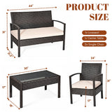 4 Pieces Patio Furniture Set, Outdoor Sectional Sofa