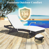 Outdoor Rattan Wicker Chaise Lounger For Poolside