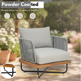 Premium All-Weather Outdoor Rope Sofa Chairs Set (Grey)