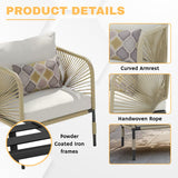 3 Piece Garden Outdoor Rope Patio Set