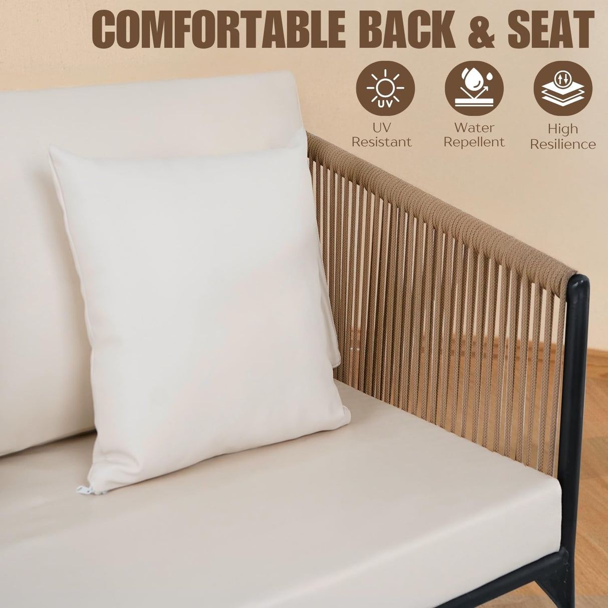 Outdoor 4 Seater Rope Sofa Set